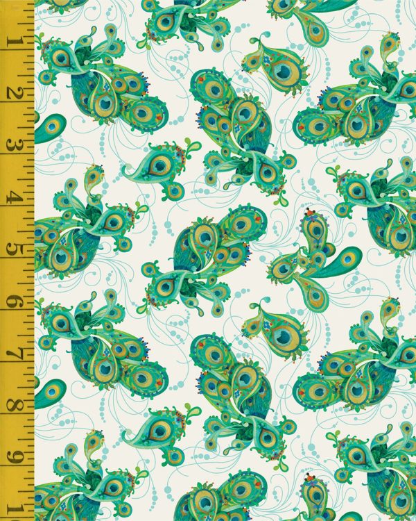 Benartex: Peacock Symphony: Butterfly Symphony Paisley - Ivory #25-4692