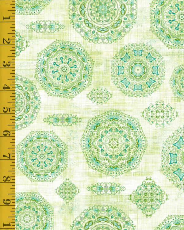 Qt Fabrics Grace & Charm: Medallion Toss - Light Green #25-6478