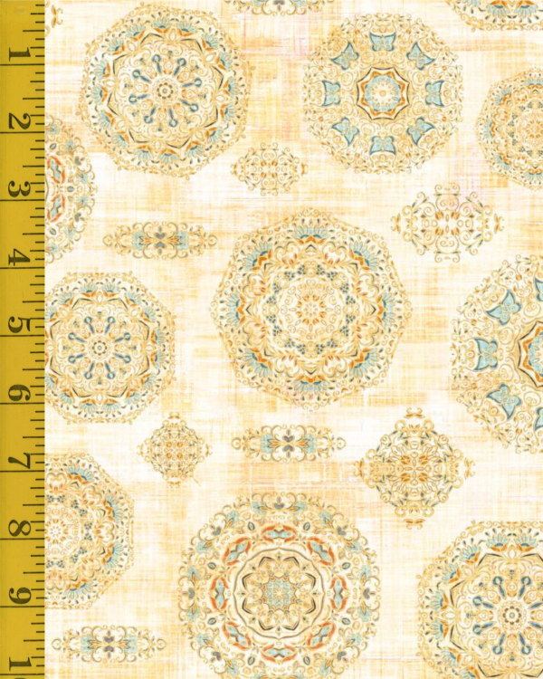 Qt Fabrics Grace & Charm: Medallion Toss - Gold #25-6479