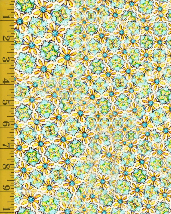 Qt Fabrics Grace & Charm: Floral Geo - Aqua #25-6484