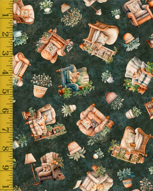 Qt Fabrics Home Sweet Home: Comfy Chairs - Forest #25-6491