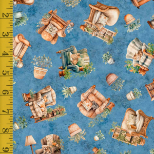 Qt Fabrics Home Sweet Home: Comfy Chairs - Blue #25-6499
