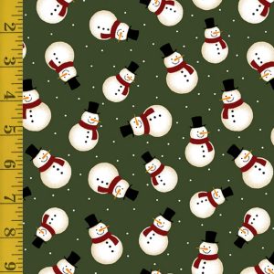 Benartex: Crossroads Snowman - Flannel Green Ben-25-4716