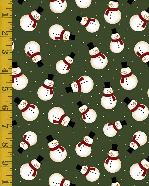 Benartex: Crossroads Snowman - Flannel Green Ben-25-4716