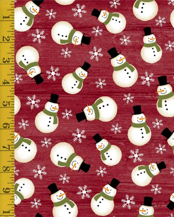 Benartex: Crossroads Snowman - Flannel Red Ben-25-4719