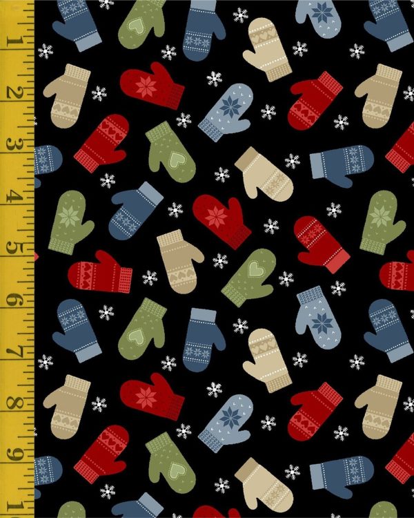 Benartex: Merry Mittens - Flannel Black Ben-25-4720