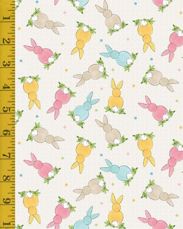 Henry Glass: Peek A Boo Bunnies - Tossed Bunnies, Cream glass-25-1101