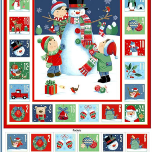 Andover Fabrics Santas Christmas Snowman Advent Calendar Panel - White - 25-1370