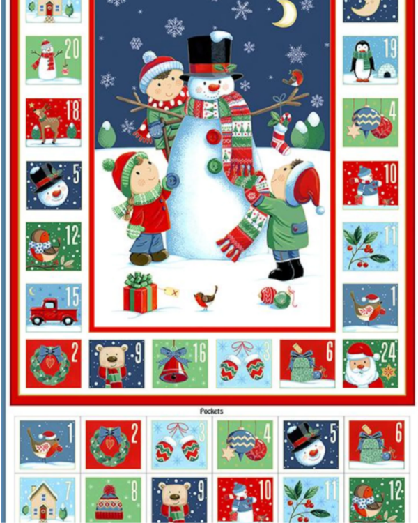 Andover Fabrics Santas Christmas Snowman Advent Calendar Panel - White - 25-1370