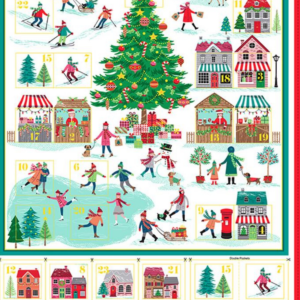 Andover Fabrics Skaters by Makower UK Skaters Advent Calendar Panel - White - 25-1369
