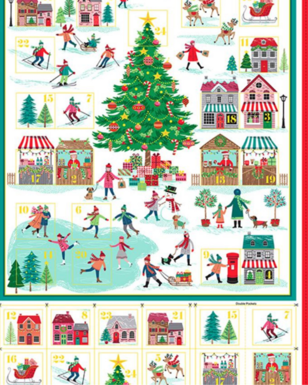 Andover Fabrics Skaters by Makower UK Skaters Advent Calendar Panel - White - 25-1369