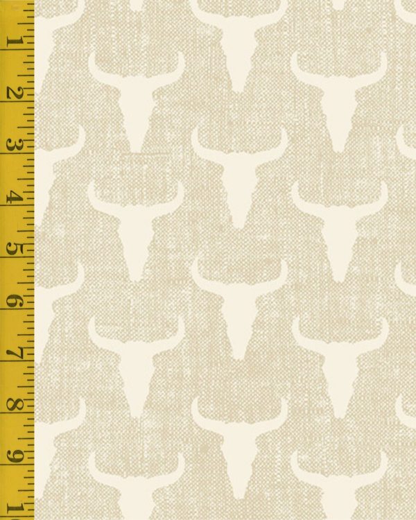 Andover Fabrics Ranch Hand Burlap Skull Charolais - Cream - 25-1365
