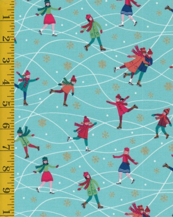 Andover Fabrics Skaters by Makower UK Skaters - Teal - 25-1368