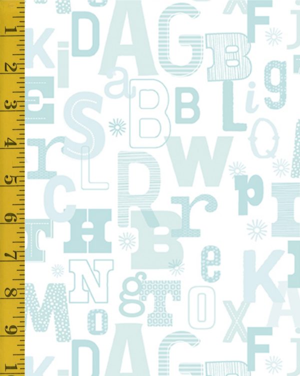 Benartex Adorable Alphabet: Tonal Alphabet - Light Teal #25-4741