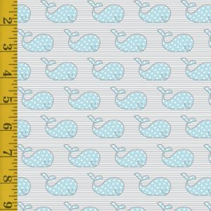 Benartex Adorable Alphabet: Adorable Whale - Teal/Grey #25-4743