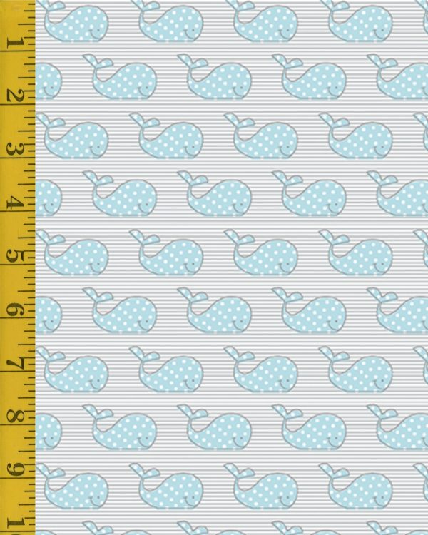 Benartex Adorable Alphabet: Adorable Whale - Teal/Grey #25-4743