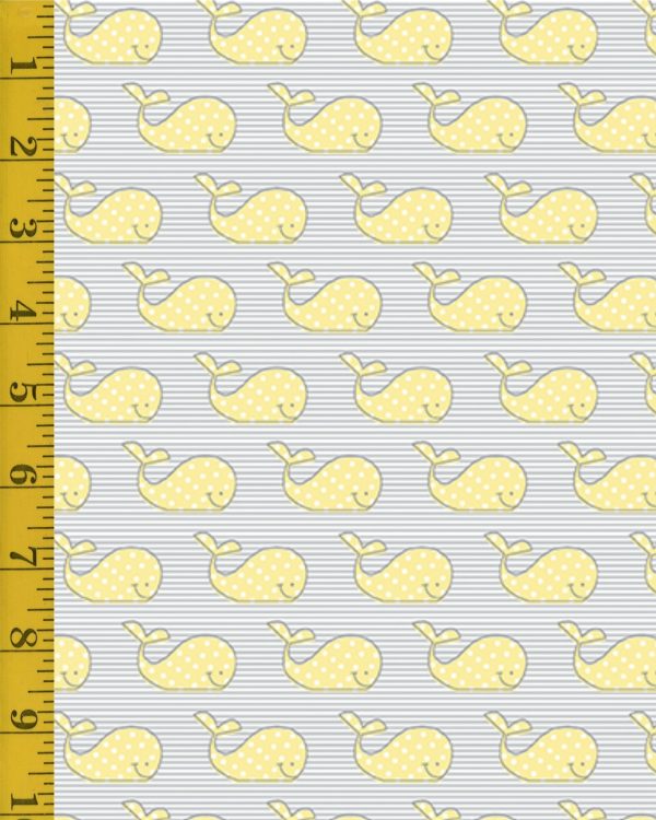 Benartex Adorable Alphabet: Adorable Whale - Yellow/Grey #25-4744