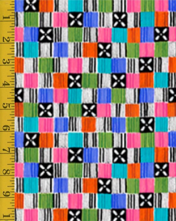 Qt Fabrics Flowerful: Geo Squares - Multi #25-6517