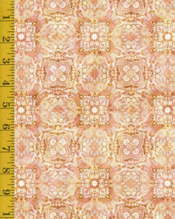 Qt Fabrics Cotton Tails: Geo Medallion - Peach #25-6524