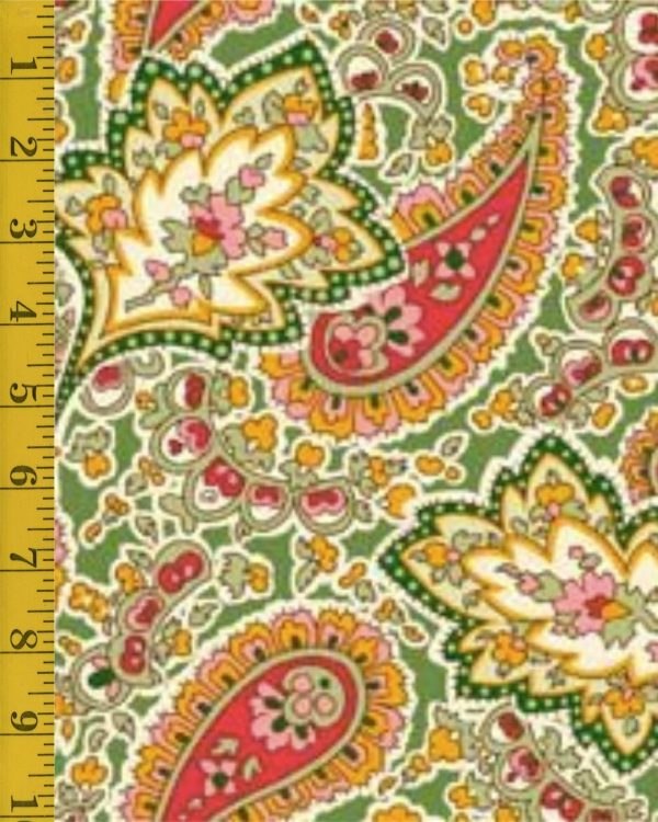 Qt Fabrics Vintage Blooms: Packed Paisley - Green #25-6529