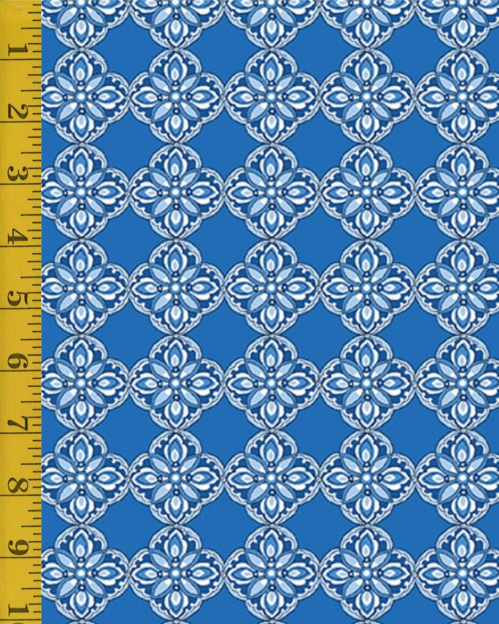 Benartex Fabrics Bluesette: Tile Medallion – White/Blue – 25-4769