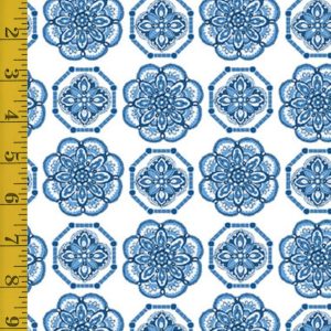 Benartex Fabrics Bluesette: Tile Medallion - White/Blue - 25-4769