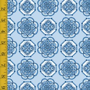 Benartex Fabrics Bluesette: Tile Medallion - Light Blue - 25-4770