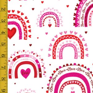 Benartex Fabrics Love You Fur-Ever: Rainbow Love - White - 25-4784