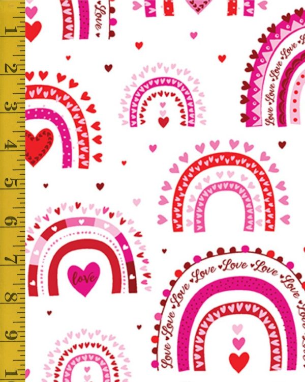 Benartex Fabrics Love You Fur-Ever: Rainbow Love - White - 25-4784