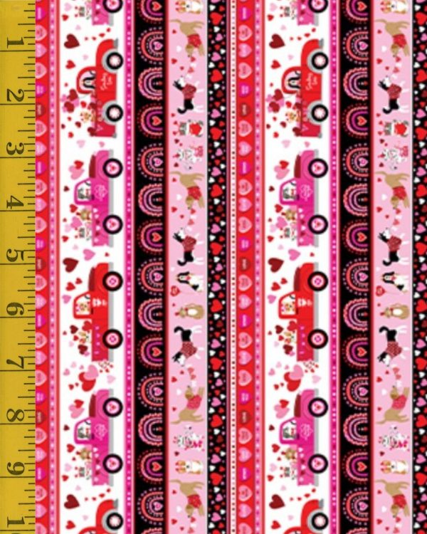 Benartex Fabrics Love You Fur-Ever: Love You Stripe - Multi - 25-4786
