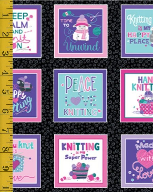 Benartex Fabrics Love Ewe More: Love Ewe Boxes - Black - 25-4791