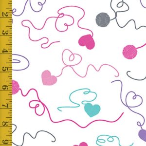 Benartex Fabrics Love Ewe More: Swirling Yarn - White - 25-4794