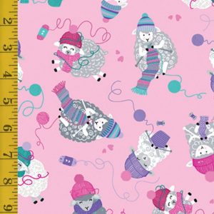 Benartex Fabrics Love Ewe More: Knitting Sheep - Pink - 25-4796