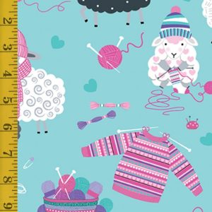 Benartex Fabrics Love Ewe More: Wooly Friends - Aqua - 25-4797