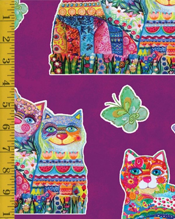 Benartex Fabrics Sunshine Cats: Sunshine Cats - Plum - 25-4810
