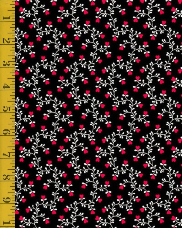 Andover Fabrics Heart and Soul: Heart Vine - Black - 25-1391
