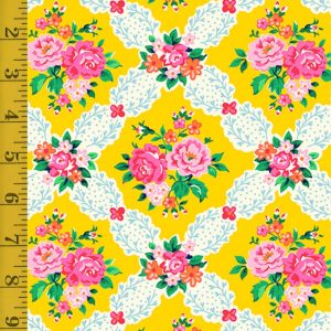 Quilting Treasures Paisley Punch: Rose Trellis - Yellow - 25-6545
