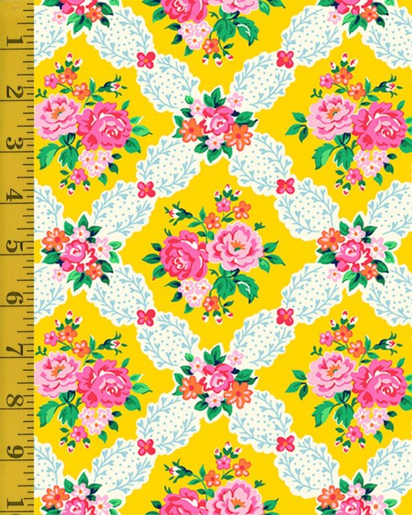 Quilting Treasures Paisley Punch: Rose Trellis - Yellow - 25-6545