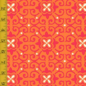 Quilting Treasures Paisley Punch: Floral Medallion - Orange - 25-6548