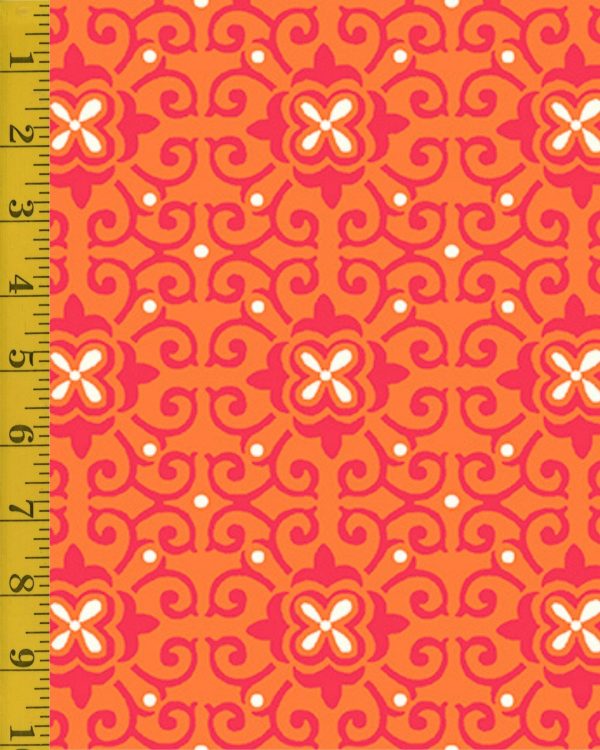 Quilting Treasures Paisley Punch: Floral Medallion - Orange - 25-6548