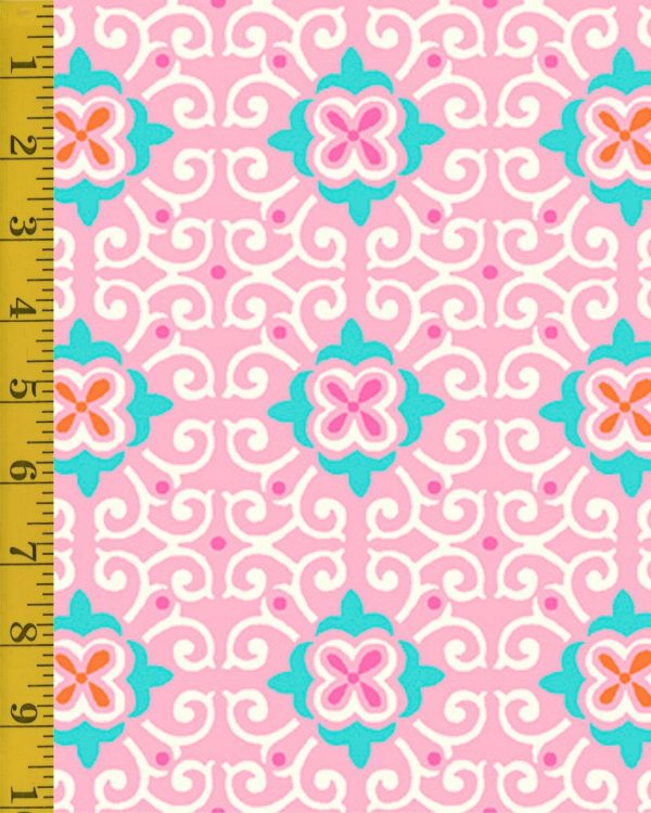 Quilting Treasures Paisley Punch: Floral Medallion - Pink - 25-6549