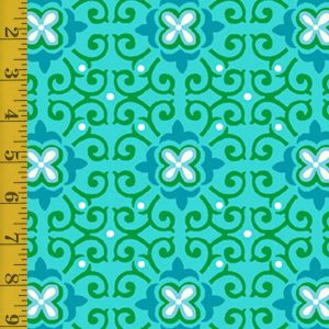Quilting Treasures Paisley Punch: Floral Medallion - Turquoise - 25-6551