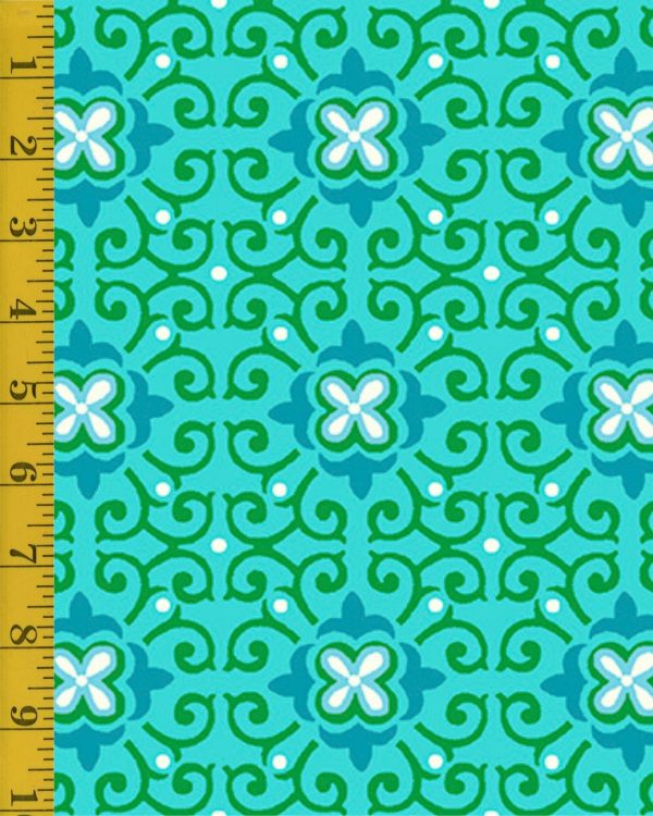 Quilting Treasures Paisley Punch: Floral Medallion - Turquoise - 25-6551