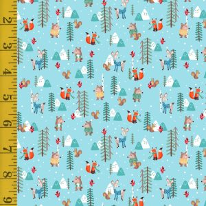 Quilting Treasures Winter Forest Friends: Forest Friends and Pine - Blue - 25-6553