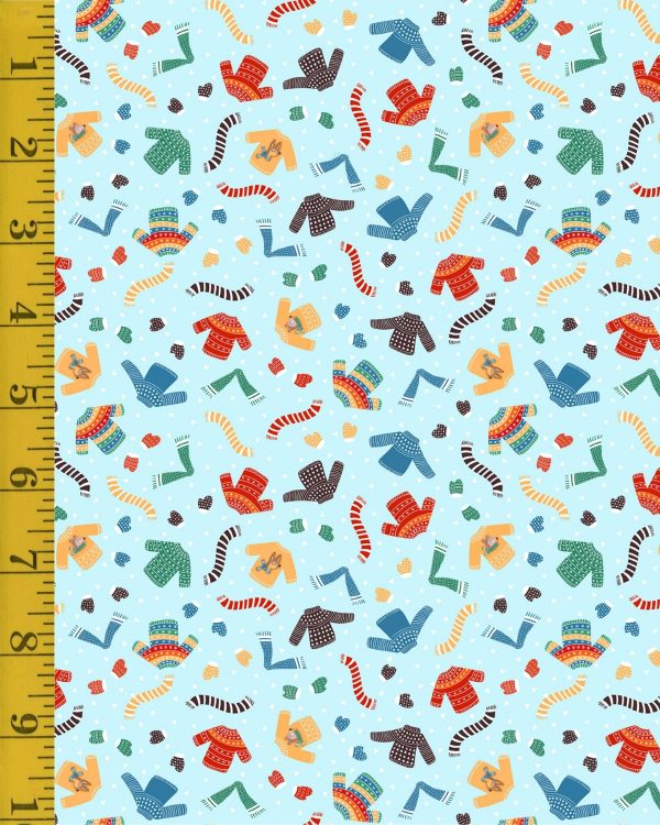 Quilting Treasures Winter Forest Friends: Sweaters and Scarf Toss - Blue - 25-6554