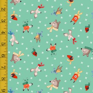 Quilting Treasures Winter Forest Friends: Head Toss - Mint - 25-6555