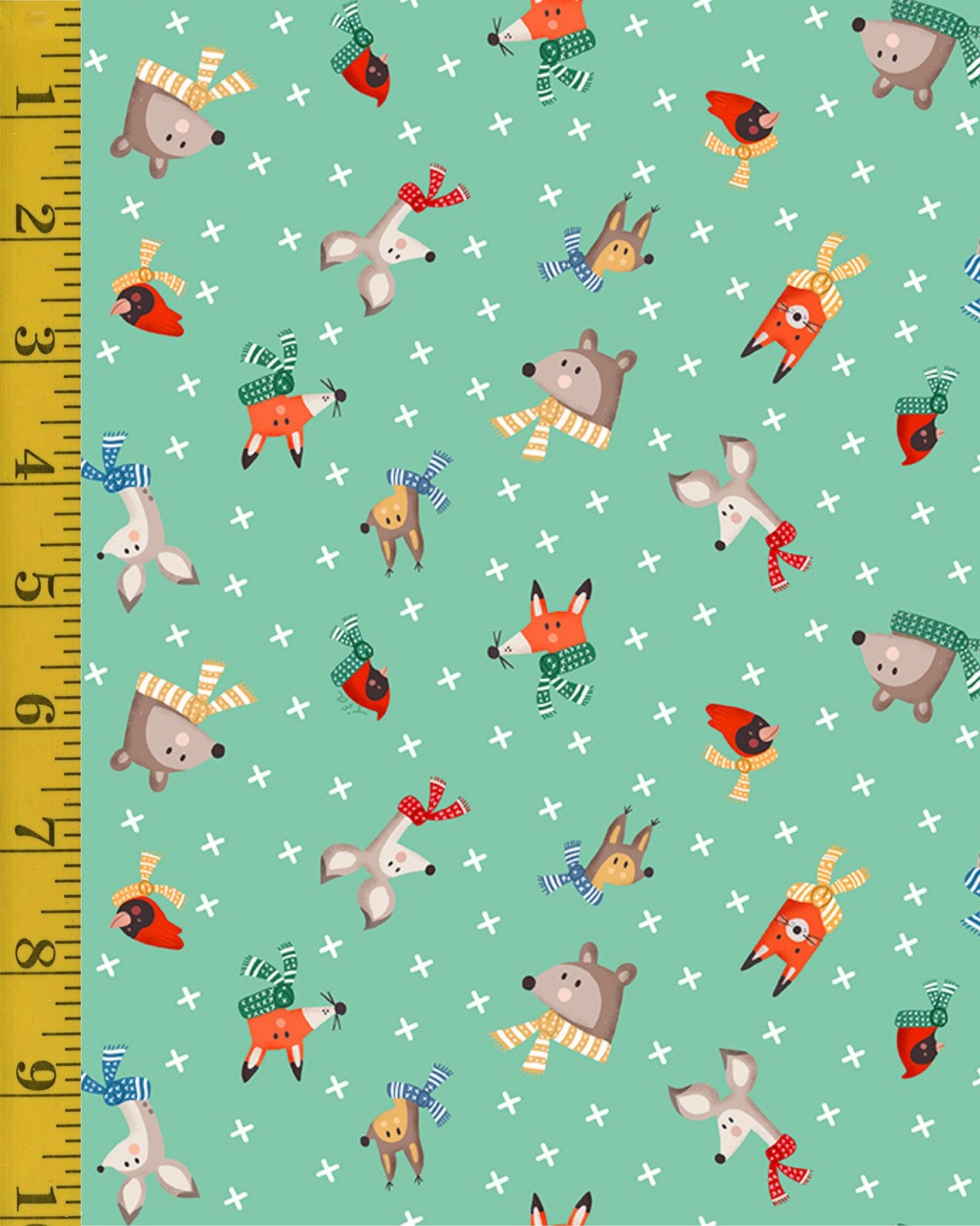 Quilting Treasures Winter Forest Friends: Head Toss - Mint - 25-6555