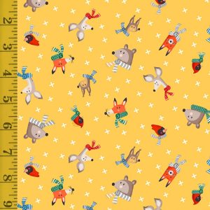 Quilting Treasures Winter Forest Friends: Head Toss - Yellow - 25-6556