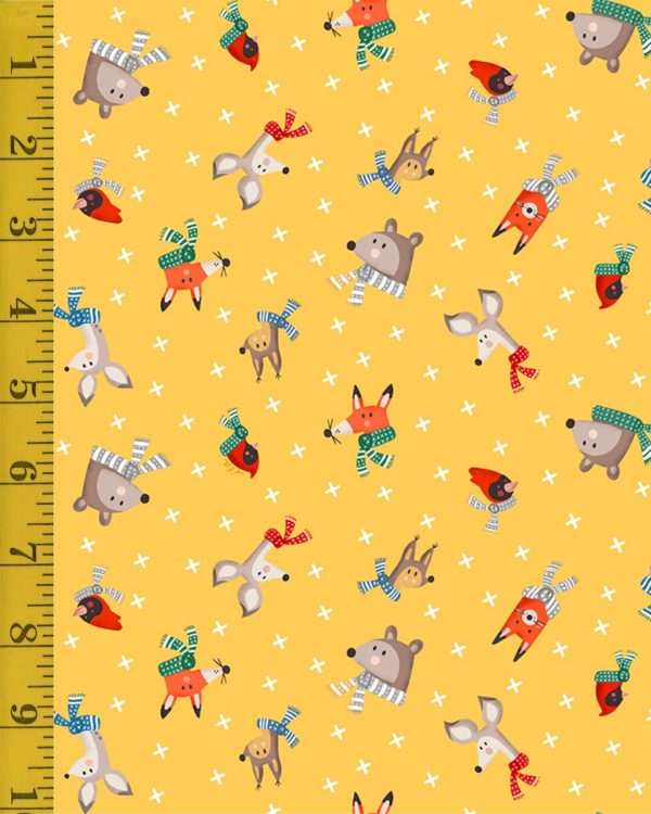 Quilting Treasures Winter Forest Friends: Head Toss - Yellow - 25-6556