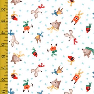 Quilting Treasures Winter Forest Friends: Head Toss - White - 25-6557